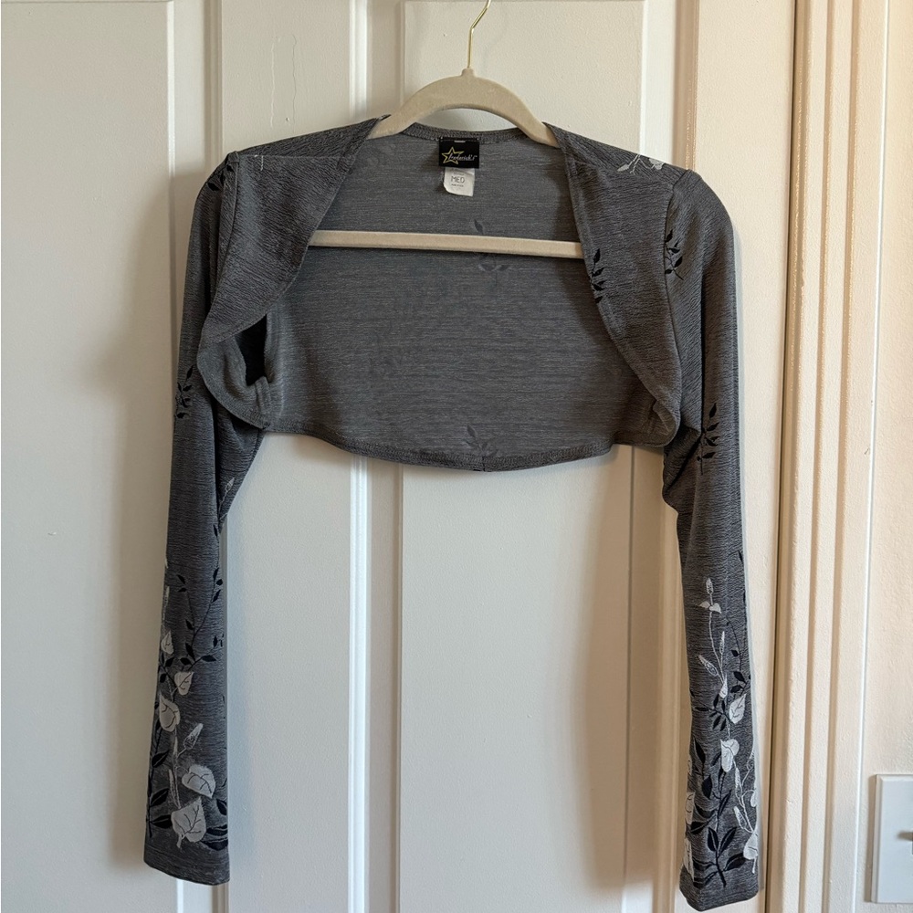 Vintage Frederick's of Hollywood Gray Floral Bolero